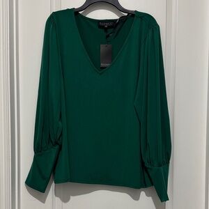 Eloquii Deep Green V-Neck Blouse - 18/20 NWT